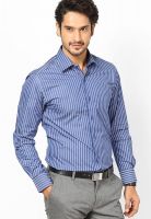 Peter England Blue Stripes Slim Fit Formal Shirt