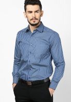 Peter England Blue Stripes Slim Fit Formal Shirt