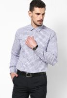 Peter England Light Blue Checked Formal Shirt