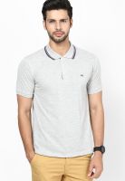 Peter England Light Grey Solid Polo T-Shirts