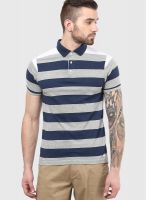 Phosphorus Grey Milange Striped Polo T-Shirts