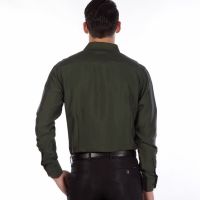 Provogue Men's Solid Formal Dark Green Shirt