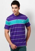 Puma Purple Striped Polo T-Shirts