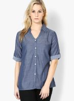 Raindrops Blue Denim Cotton Shirt