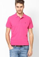 Red Tape Pink Solid Polo T-Shirts