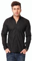 Rvc Fashion Men's Solid Casual Black Shirt