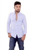 SML Men's Solid Casual Reversible Blue Shirt