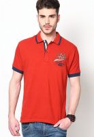 Scullers Red Regular Fit Polo T Shirt
