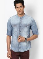 Spykar Light Blue Regular Fit Denim Shirt