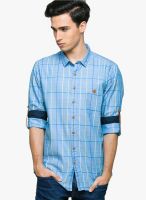 Teemper Checked Blue Casual Shirt
