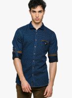 Teemper Printed Navy Blue Casual Shirt