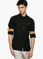 Teemper Solid Black Casual Shirt