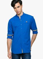 Teemper Solid Blue Casual Shirt