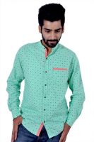 Tenor Men's Printed Casual Green Shirt