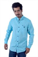 Tenor Men's Solid Casual Light Blue Shirt