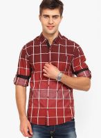 The Indian Garage Co. Checks Rust Casual Shirt