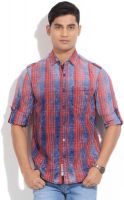 The Indian Garage Co. Men's Checkered Casual Red, Blue Shirt