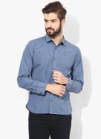 Tommy Hilfiger Blue Solid Slim Fit Casual Shirt