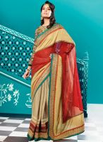 Touch Trends Golden Embroidered Saree