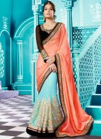 Touch Trends Peach Embroidered Saree