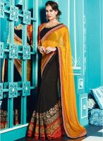 Touch Trends Yellow Embroidered Saree