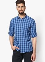 Turtle Checks Navy Blue Casual Shirt