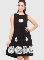 Urban Helsinki Black Colored Embroidered Skater Dress