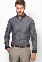 V Dot Grey Slim Fit Formal Shirt