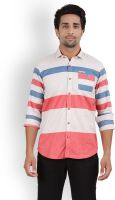 Volume Zero Men's Checkered Casual, Festive, Wedding, Party Pink Shirt