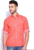 Wrangler Men's Solid Casual Pink Shirt