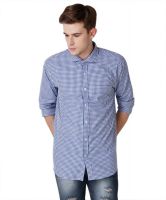 Yepme Men's Checkered Casual White, Blue Shirt