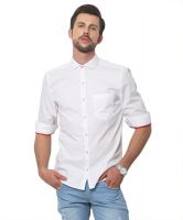Yepme Men's Solid Casual White Shirt
