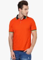 Yepme Orange Solid Polo T-Shirt