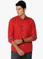 Yepme Red Solid Slim Fit Casual Shirt