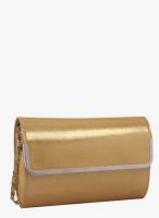 Alessia Golden Synthetic Leather Clutch