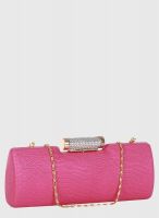 Alessia Pink Polyurethane (Pu) Clutch