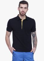 Alley Men Black Solid Polo T-Shirt