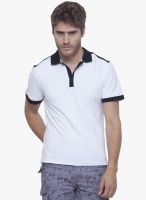 Alley Men White Solid Polo T-Shirt