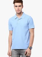 American Crew Blue Solid Polo T-Shirts