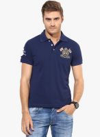 American Crew Navy Blue Solid Polo T-Shirt