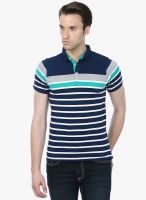 Basics Navy Blue Striped Polo T-Shirt