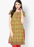 Biba Yellow Cotton Blend Kurti