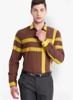 Black Coffee Brown Check Slim Fit Formal Shirt