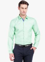 Black Coffee Green Solid Slim Fit Formal Shirt