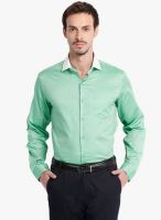 Black Coffee Green Solid Slim Fit Formal Shirt