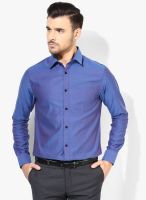 Blackberrys Blue Solid Slim Fit Formal Shirt