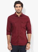 Bossini Maroon Regular Fit Casual Shirt