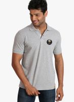 Campus Sutra Grey Solid Polo T-Shirts