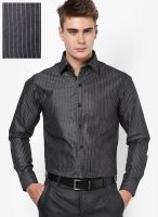 Canary London Black Striped Slim Fit Formal Shirt