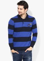 Duke Navy Blue Striped Polo T-Shirt